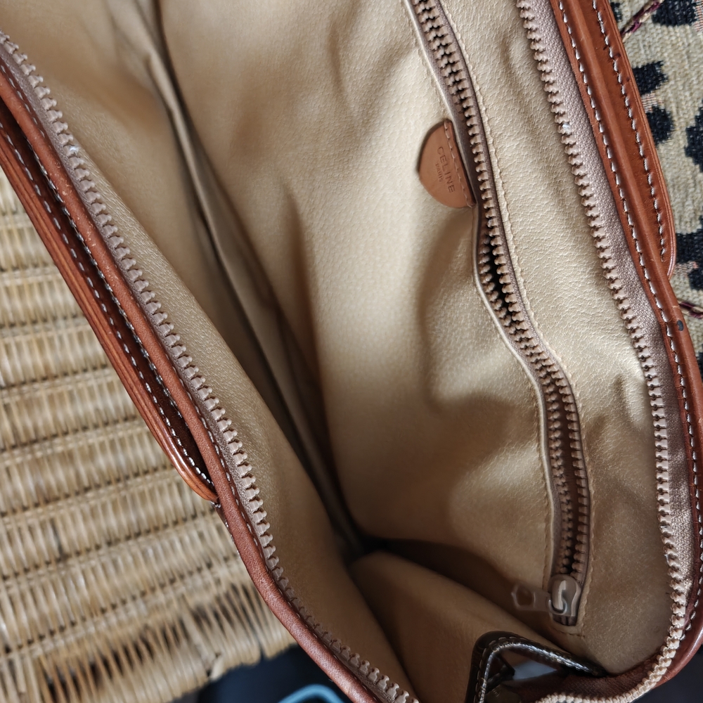 Celine Brown Monogram Leather-Trim Briefcase - Picture 6 of 16